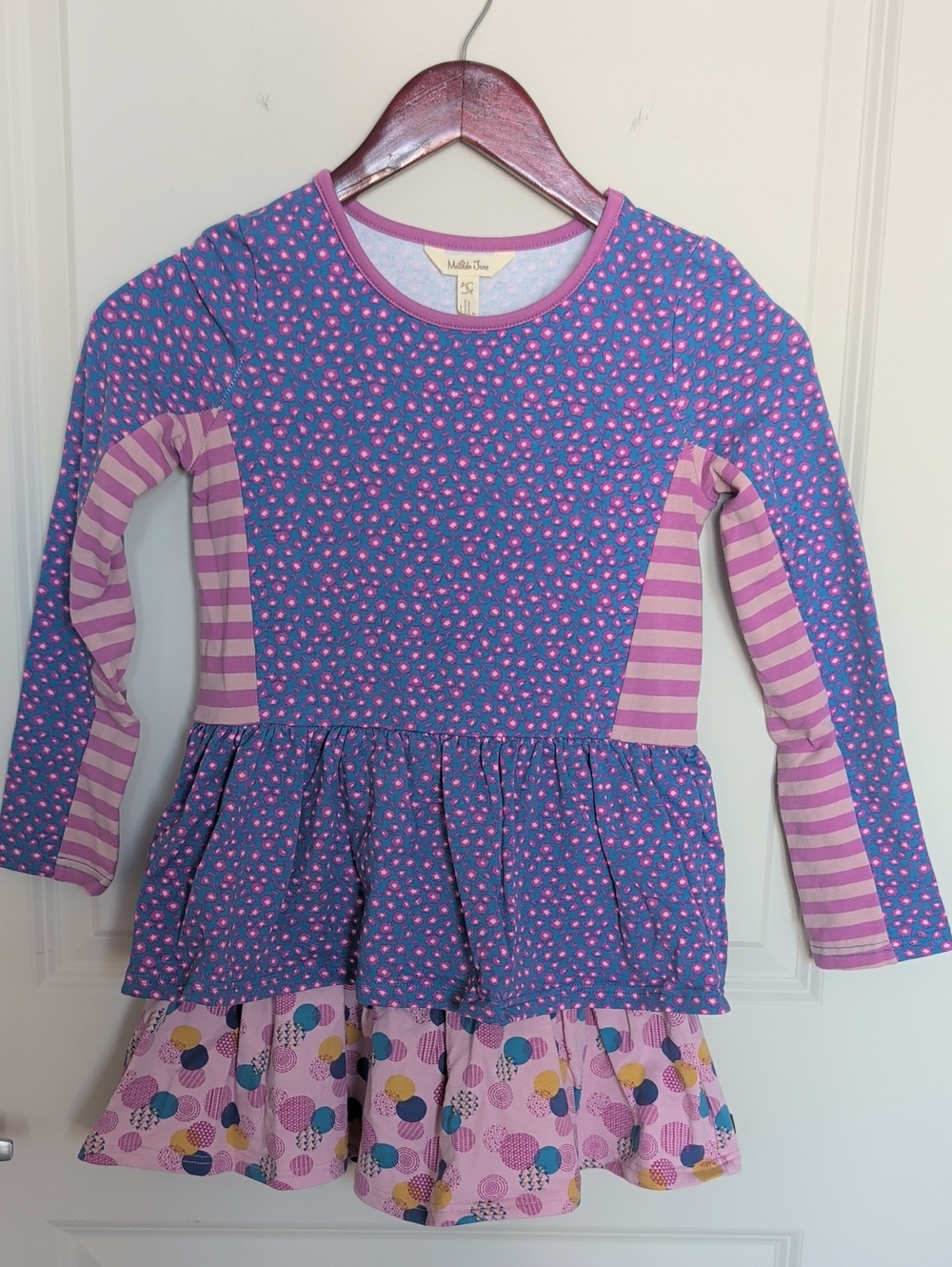 Matilda Jane Purple and Pink Patterned Peplum Dress